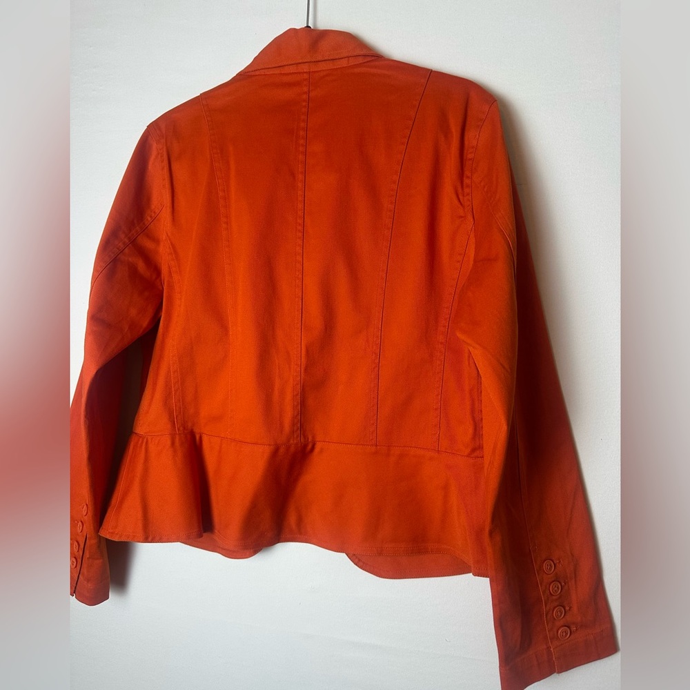 ❗️ Orange Button up business casual cotton jacket size large Hannah Stretch - Picture 7 of 9